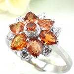 แหวนเงินแท้ 92.5% ฝังพลอยบุษราคัมแท้