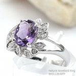 แหวนเงินแท้ 92.5% ฝังพลอยแอมิทิสต์แท้ ER01139-AMT