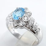 แหวนเงินแท้ 92.5% ฝังพลอยสวิสบลูโทปาซแท้