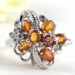 แหวนเงินแท้ 92.5% ฝังพลอยบุษราคัมแท้