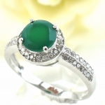 แหวนเงินแท้ 92.5% ฝังพลอยกรีนอะเกทแท้