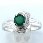 SKJewelryFactory แหวนพลอยเขียว แหวนเงินแท้ 92.5% ฝังพลอยกรีนอะเกทแท้ ER00806-GAG