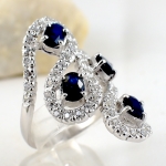 แหวนเงินแท้ 92.5% ฝังพลอยไพลินแท้ ER00838-BSA