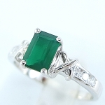 แหวนเงินแท้ 92.5% ฝังพลอยกรีนอะเกทแท้