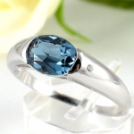 แหวนเงินแท้ 92.5% ฝังพลอยลอนดอนบลูโทปาซแท้