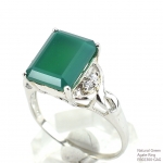 แหวนเงินแท้ 92.5% ฝังพลอยกรีนอะเกทแท้