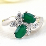 แหวนเงินแท้ 92.5% ฝังพลอยกรีนอะเกทแท้