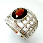 แหวนเงินแท้ 92.5% ฝังพลอยโกเมนแท้