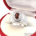 SKJewelryfactory แหวนพลอยโกเมนแท้ ลายโรเล็กซ์ล้อมเพชร MR00383-GAN