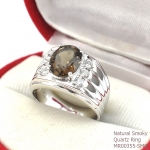 SKJewelryFactory แหวนชาย พลอยแท้ สีควันบุหรี่ พลอยสโมกกี้ควอทซ์แท้ MR00355-SMQ