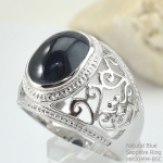 SKJewelryFactory แหวนพลอยไพลินแท้ ด้านข้างฉลุลาย ใส่สบาย ไม่อับนิ้ว MR00494-BSC