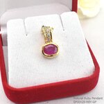 SKJewelryFactory EP00429-RBY-GP จี้พลอยทับทิมแท้และเพชร จี้เงินแท้ พลอยทับทิมแท้ ชุบทอง 1 ไมครอน