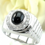 แหวนเงินแท้ 92.5% ฝังพลอยนิลแท้ MR00062-ONC