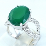 แหวนเงินแท้ 92.5% ฝังพลอยกรีนอะเกทแท้