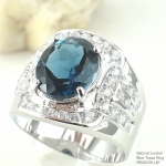 SKJewelryFactory แหวนชาย พลอยสีฟ้าเข้ม ลอนดอนบลูโทปาซ สัญลักษณ์ แห่งความรัก ความเมตตา MR00530-LBT