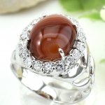 แหวนเงินแท้ 92.5% ฝังพลอยเรดอะเกทแท้