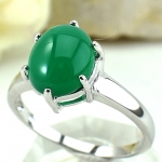 แหวนเงินแท้ 92.5% ฝังพลอยกรีนอะเกทแท้