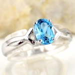 SKJewelryfactory แหวนพลอยวันศุกร์ แหวนพลอยเม็ดเดี่ยว พลอยสวิสบลูโทปาซแท้ ER01748-SBT