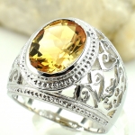 แหวนเงินแท้ 92.5% ฝังพลอยซิทรินแท้ MR00494-CIT