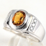 แหวนเงินแท้ 92.5% ฝังพลอยซิทรินแท้ ER00856-CIT