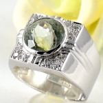 แหวนเงินแท้ 92.5% ฝังพลอยกรีนแอมิทิสต์แท้ MR00432-GAM