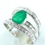 แหวนเงินแท้ 92.5% ฝังพลอยกรีนอะเกทแท้