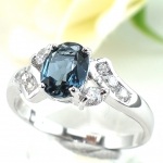 แหวนเงินแท้ 92.5% ฝังพลอยลอนดอนบลูโทปาซแท้