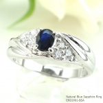 แหวนเงินแท้ 92.5% ฝังพลอยไพลินแท้ ER01991-BSA