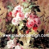 กระดาษเดคูพาจพิมพ์ลาย สำหรับทำงาน เดคูพาจ Decoupage งานฝีมือ งาน Handmade แนวภาพ ภาพวาดสีน้ำมันลายกุหลาบชมพู rose (ปลาดาวดีไซน์) A5