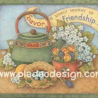 กระดาษอาร์ตพิมพ์ลาย สำหรับทำงาน เดคูพาจ Decoupage แนวภาพ lovely moment of friendship กาต้มน้ำโบราณาสีเขียว อยู่ข้างๆดอกไม้ สีหวานสวยมาก (ปลาดาวดีไซน์) A5
