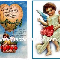 กระดาษเดคูพาจพิมพ์ลาย สำหรับทำงาน เดคูพาจ Decoupage งานฝีมือ งาน Handmade แนวภาพ สไตล์วินเทจ คิวปิดสาวน้อย กำลังร้อยดวงใจเพื่อส่งไปให้เจ้าของที่แท้จริง ปลาดาวดีไซน์ A5