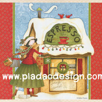 กระดาษสาพิมพ์ลาย สำหรับทำงาน เดคูพาจ Decoupage แนวภาำพ การ์ตูน นางฟ้าน้อย นักดื่มกาแฟตัวยง Christmas นี้เลือกดื่ม espresso (ปลาดาวดีไซน์) A5