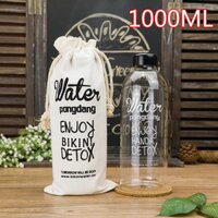 พร้อมส่ง ขวดใส่น้ำ Pongdang Water น้ำดีท็อกสุดฮิตในเกาหลี ทำจากแก้ว Borosilicate - ขนาด 1000 ml.