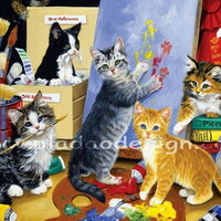 กระดาษสาพิมพ์ลาย สำหรับทำงาน เดคูพาจ Decoupage แนวภาพ น้องเหมียวๆ อนาคต แวนโกะห์ ศิลปินแห่งชาติแมวในคลาสศิลปะ A5