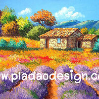 กระดาษสาพิมพ์ลาย สำหรับทำงาน เดคูพาจ Decoupage แนวภาำพ ภาพวาดฝั่งยุโรปสีสันสดใสมากๆ กระท่อมน้อยปลายสวน รายล้อมไปด้วยสวนดอกไม้ (ปลาดาวดีไซน์) A5