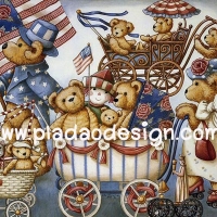 กระดาษเดคูพาจพิมพ์ลาย สำหรับทำงาน เดคูพาจ Decoupage งานฝีมือ งาน Handmade แนวภา พหมี เท็ดดี้แบร์ Teddy bear เดินพาเหรดขบวนรถเข็นเด็ก (pladao design) A5