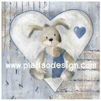 กระดาษเดคูพาจพิมพ์ลาย สำหรับทำงาน เดคูพาจ Decoupage งานฝีมือ งาน Handmade แนวภาพ กระต่ายน้อยแสนซนในวงล้อมหัวใจมีแบล็กกราวด์ พี้นหลัง 4แบบ 4ลาย ปลาดาว ดีไซน์ A5