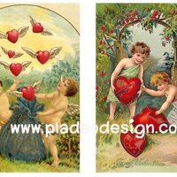 กระดาษเดคูพาจพิมพ์ลาย สำหรับทำงาน เดคูพาจ Decoupage งานฝีมือ งาน Handmade แนวภาพ vintage วินเทจ กามเทพน้อยๆช่วยกันปะผุซ่อมแซมหัวใจ พร้อมส่งหัวใจโบยบินไปหาเจ้าของ (pladao design) A5