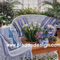 กระดาษเดคูพาจพิมพ์ลาย สำหรับทำงาน เดคูพาจ Decoupage งานฝีมือ งาน Handmade แนวภาพ บ้านและสวน มุมเก้าอี้หวายสีเทา พร้อมต้นไม้หลายพันธุ์ตกแต่งทั่วห้อง (ปลาดาวดีไซน์) A5