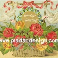 กระดาษเดคูพาจพิมพ์ลาย สำหรับทำงาน เดคูพาจ Decoupage งานฝีมือ งาน Handmade แนวภาพ ตระกร้าดอกไม้แจ่มๆแทนคำอวยพรว่า Happy birthday หอบหิ้วมาโดยน้องนกนก ปลาดาว ดีไซน์ A5