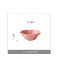 Pre-Order ชามเซรามิคทรงแปดเหลี่ยม คาว หวาน - สีชมพู
