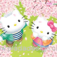 กระดาษสาพิมพ์ลาย สำหรับทำงาน เดคูพาจ Decoupage แนวภาำพ hello kitty ไปสวีท กับ Dear Daniel ใต้ต้นซากุระที่ญี่ปุ่น (ปลาดาวดีไซน์) A5