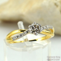 แหวนทองคำแท้ 75%(18K) ฝังเพชรแท้ ER02473-DIA-18K ขนาดนิ้ว 53