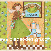 กระดาษสาพิมพ์ลาย สำหรับทำงาน เดคูพาจ Decoupage แนวภาำพ การ์ตูน นางฟ้าน้อย นักดื่มกาแฟตัวยง วันนี้เลือกดื่ม Mocha (ปลาดาวดีไซน์) A5