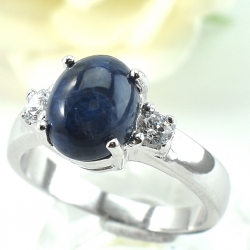 แหวนเงินแท้ 92.5% ฝังพลอยไพลินแท้