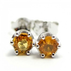 SKJewelryFactory ต่างหูเงินแท้ 92.5% ฝังพลอยบุษราคัมแท้ EER00253-YSA