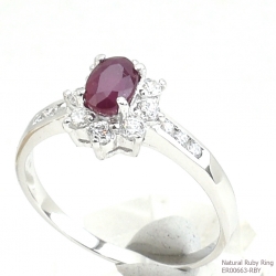 แหวนเงินแท้ 92.5% ฝังพลอยทับทิมแท้ ER00663-RBY