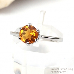 SKJewelryfactory แหวนเงินแท้ 92.5% ฝังพลอยซิทรินแท้เม็ดเดี่ยว ER00795-CIT