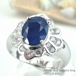 แหวนเงินแท้ 92.5% ฝังพลอยไพลินแท้