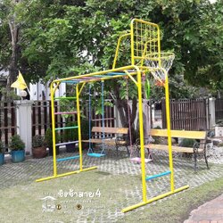 บาร์โหน+แป้นบาส+ชิงช้าเหล็ก2อัน+ห่วงกลม1อัน